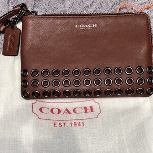 Coach Brown Wristlet with Grommets NWOT